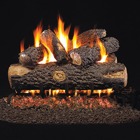 20" Woodland Oak Vented Log Set / G45 Stainless Steel Burner - Peterson