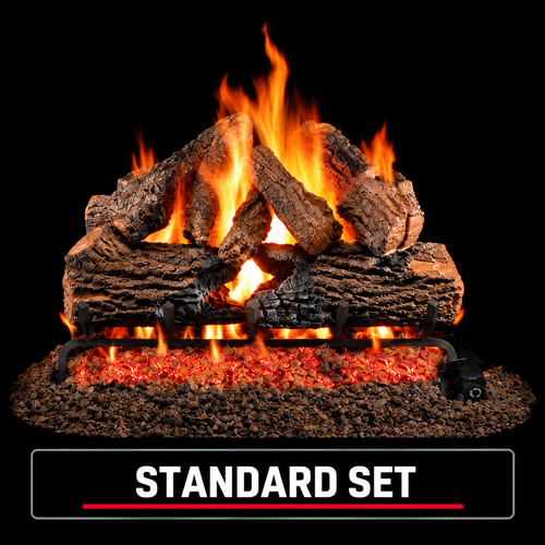 30" Charred Oak Vented Log Set / G45 Ember Burner FREE Flame Enhancement Kit - Peterson
