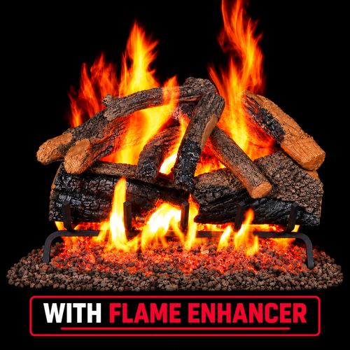 24" Charred Majestic Oak Vented Log Set / G45 Ember Burner With FREE Flame Enhancement Kit - Peterson Real Fyre