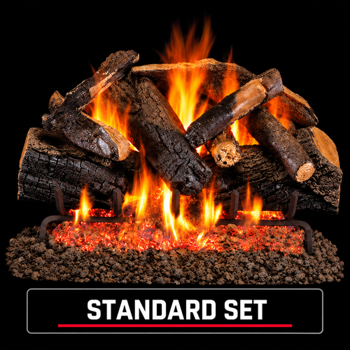 24" Charred Majestic Oak Vented Log Set / G45 Ember Burner With FREE Flame Enhancement Kit - Peterson Real Fyre