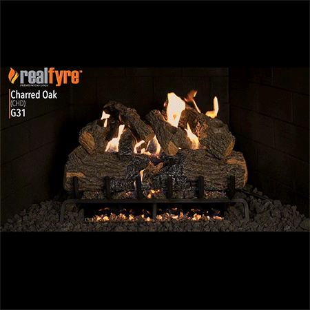 Charred Oak Vented Log Set / G31 Three Tiered Burner - Peterson Real Fyre
