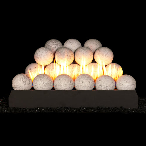 18" Carrera Marble 4" Fyre Spheres / G23 Sphere Burner - Peterson Real Fyre