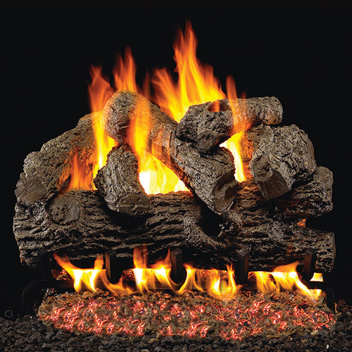 24" Royal English Oak Vented Log Set / G4 Ember Burner - Peterson Real Fyre