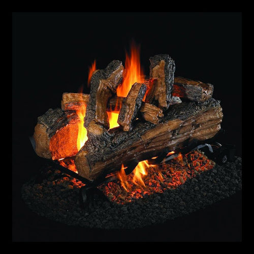 18" Split Oak Designer Plus Vented Log Set / G45 See-Thru Ember Burner - Peterson Real Fyre