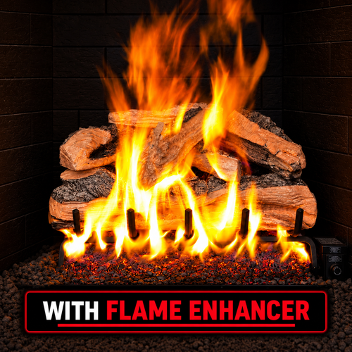 20" Split Oak Designer Plus Vented Log Set / G45 Ember Burner FREE Flame Enhancement Kit - Peterson