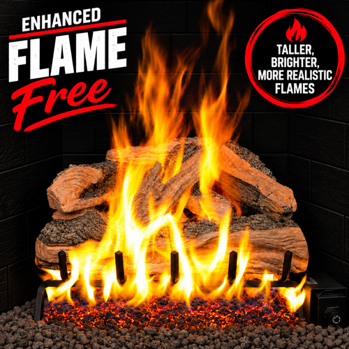 24" Split Oak Designer Plus Vented Log Set / G45 Ember Burner FREE Flame Enhancement Kit  - Peterson